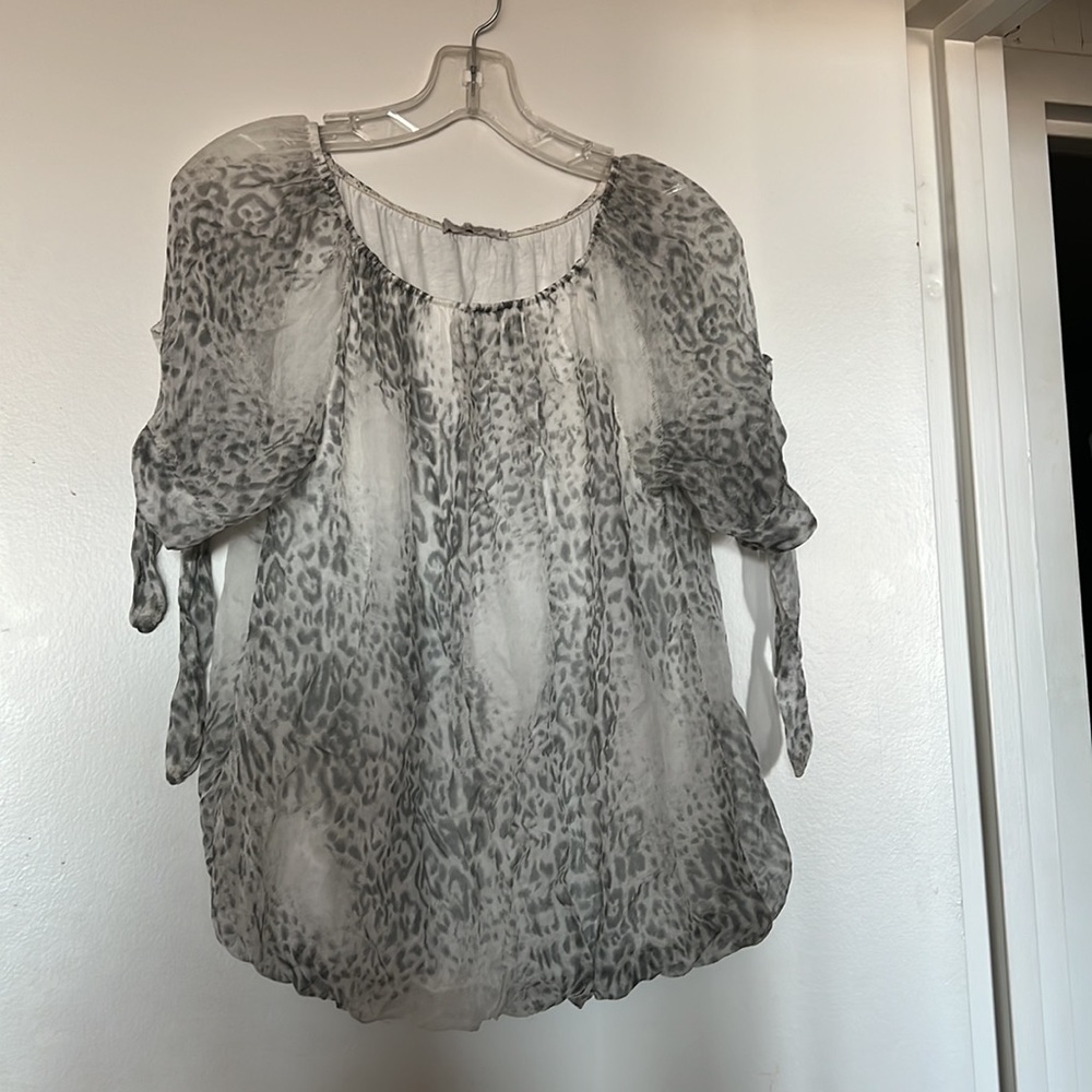 Italian designer Viola Borghi silk top, white/gray, size L